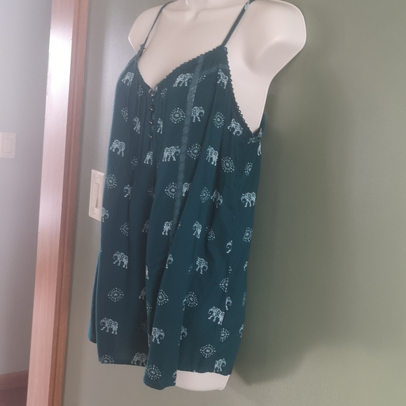 Sonoma Deep Teal Green Elephant Spaghetti Strap Tank (M) - Picture 9 of 14